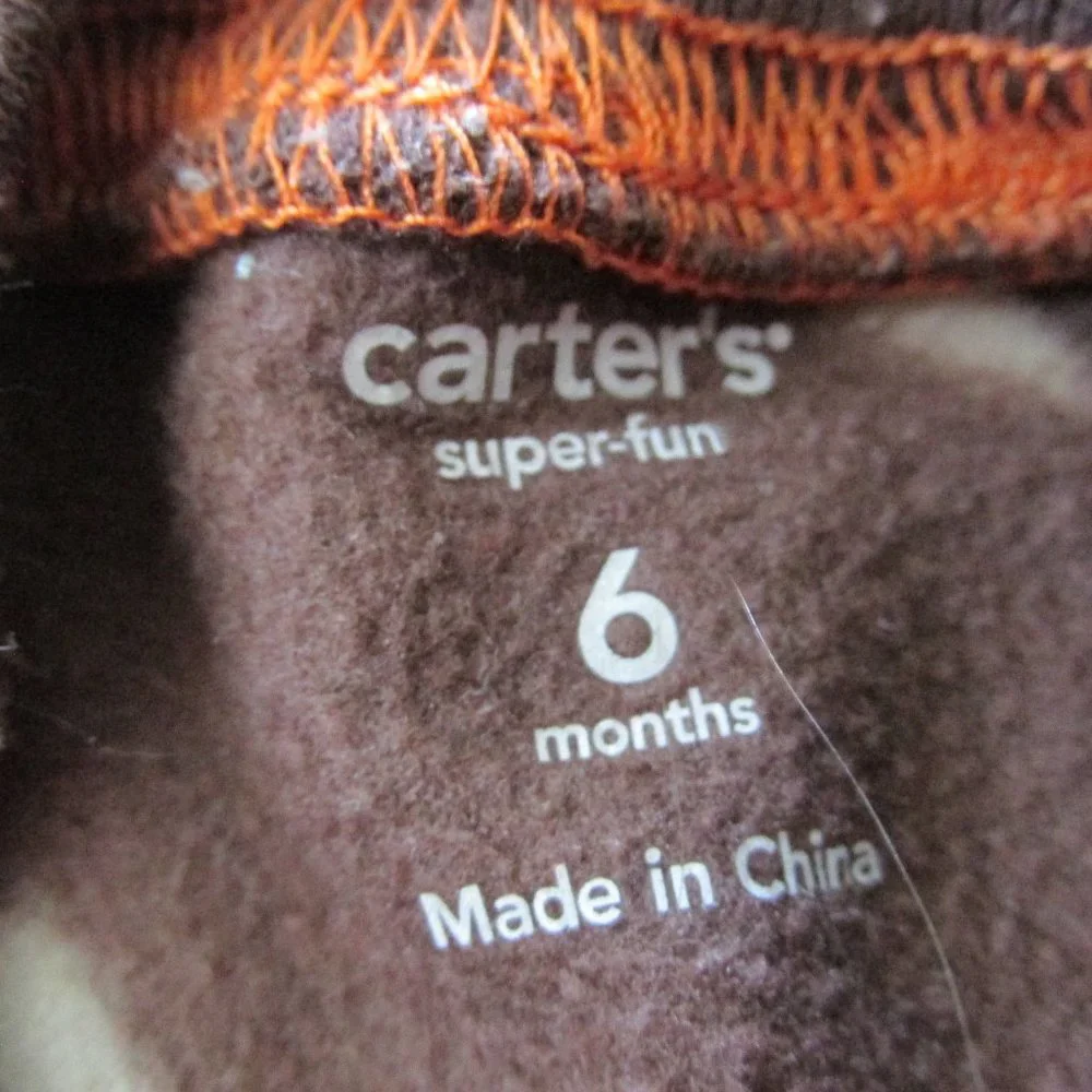 Carters Snap Up Footless Fleece Romper Infant Boys Size 6M Brown Football Sports